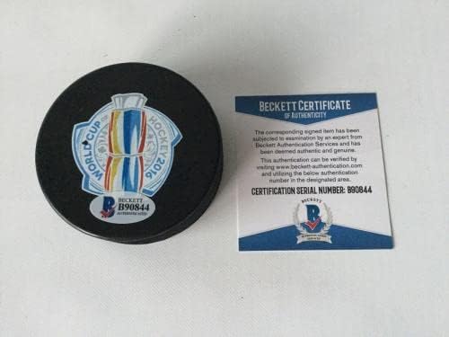 Sergei Bobrovsky assinou a Copa do Mundo de Hóquei de Puck Beckett Bas Coa A - Pucks de NHL autografados