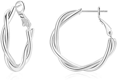 Brincos de argola de Lulii para mulheres, 14k Gold Sterling Silver Silver robusto aros torcidos Brincho jóias de orelhas