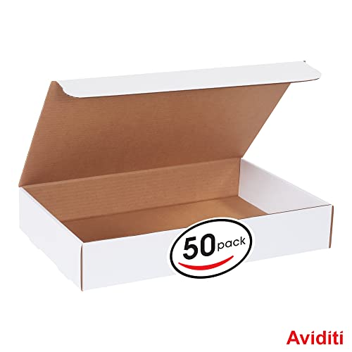 Caixas de correspondência de literatura branca Aviditi, 17 1/8 x 11 1/8 x 3 polegadas, pacote de 50, prova de esmagamento,