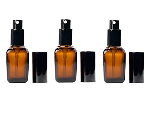 ERICOTRY 3PCS 30ML Praço quadrado de vidro de âmbar de reabastecimento vazio para limpeza de armazenamento de perfumes