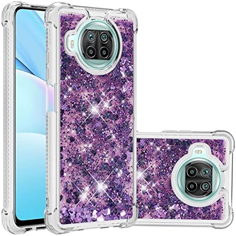Capa traseira Glitter Case Compatível com Xiaomi Mi 10t Lite 5G Case compatível com mulheres meninas feminino Sparkle líquido de