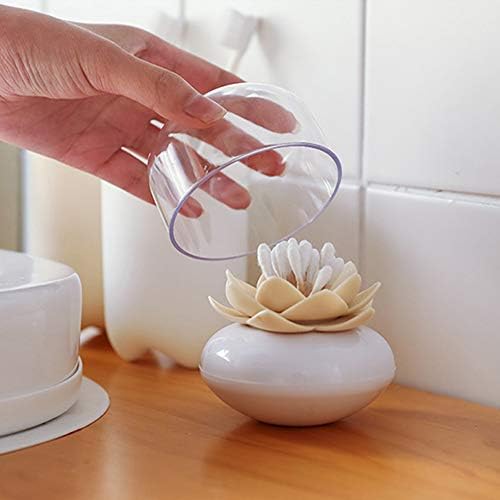 Doofover 2 embalagem Creative Lotus Cotton Swab Suporte de cotonete Q-TIPS PLICHAS TELA TABELA TABELA DECORA Organizador da caixa