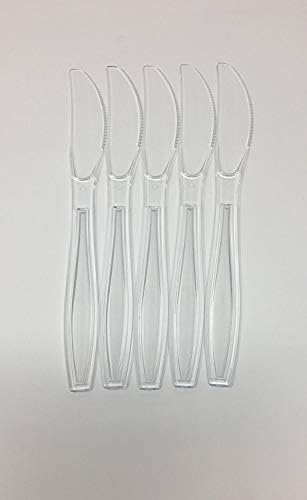 Facas de plástico descartáveis ​​FineLine | Claro | Coleção de Flairware | Pacote de 100 faca, 100 contagens