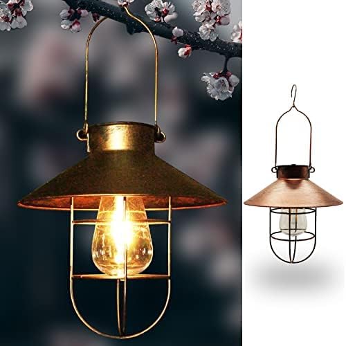 Vilawlence pendurado Lâmpada solar leve 1pc Luz do caminho ao ar livre, jardim de jardim de jardim leves leves à prova d'água Luzes de jardim, lâmpada Edison decorativa para pátio, quintal, varanda