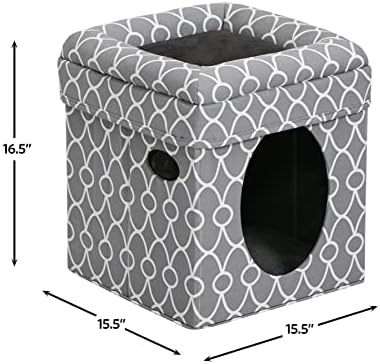 CUBE CUBO CABO CONECY CAT HOUSE / CAT CONDRO EM MAIS ANDAR GEO PRIMAÇÃO GEO 15.5L x 15,5W x 16,5h ​​polegadas