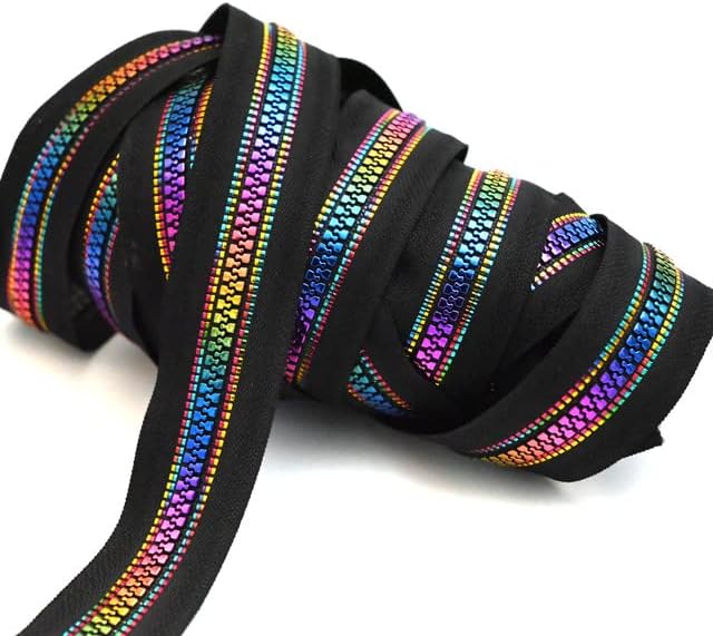 2/5/10 metros 5# Resina zíperes Rainbow Decorative Roll Zipper Fita para jaqueta de bolsa Roupa Zip Repair Acessórios de costura DIY, ZT845-Black, 10 metros