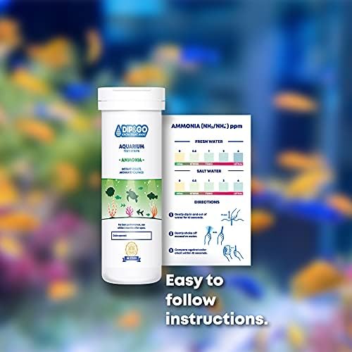 Dipe e vá tiras de teste de aquário. Kit de teste de amônia para aquário. Resultados corrigidos por cores guiados e