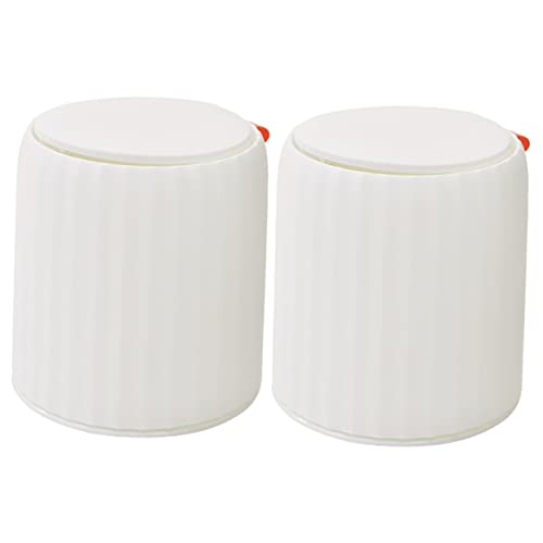 Cabilock 2pcs lixo de desktop lata lata de mesa lata de lixo com recipientes de tampa com tampas mini lixo lixo recipiente de lixo de lixo de lixo pequeno lixo lixo lixo miniatura bin bin branco pp pp pp