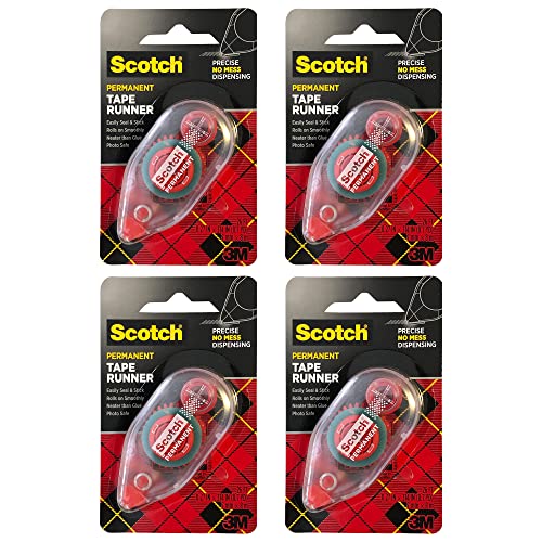 Scotch 3m Scotch Double -Suded Adhesive Roller, 7 mm x 8 m, vermelho, 4 pacote