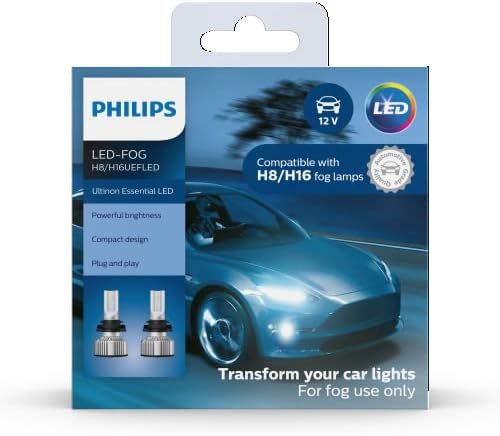 Iluminação Automotiva Philips H8 H16 Ultinon essencial LED LUZES DE NEVELA, 2 PACK