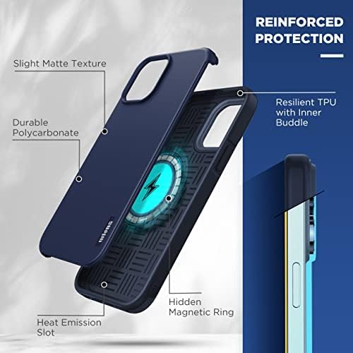 Capa de telefone para iPhone 12 Pro Max, 6,7 polegadas, compatível com MagSafe, Proteção Militar de Classificação, Slim, Fin para homens/mulheres por WLONS, AZUL