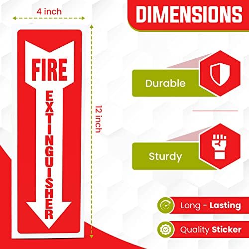 Virtue Buy Fire Extinger Sign, 8 pacote - 4 '' x 12 '', adesivo, resistente ao desbotamento, impermeável e autônomo, adesivos