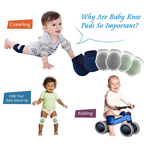 1 Um desfrute de joelheiras bebês para rastejar, joelheiras rastejando para bebês, anti -deslizamento ajustável respirável para rastejar