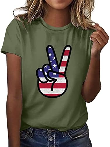 Pacote Independence Day Shirt Women Graphic T Sirts For Women Top Crewneck Scissor Scissor Print Hand Print Top