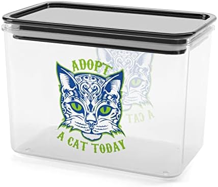 Adote o gato Face plástico caixa de armazenamento recipientes de armazenamento de alimentos com tampas de arroz balde selado para organização de cozinha