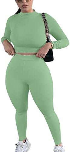 Mulisky feminino de 2 peças roupas de manga longa sexy Bodycon com calça longa conjunto de macacões de rastreamento