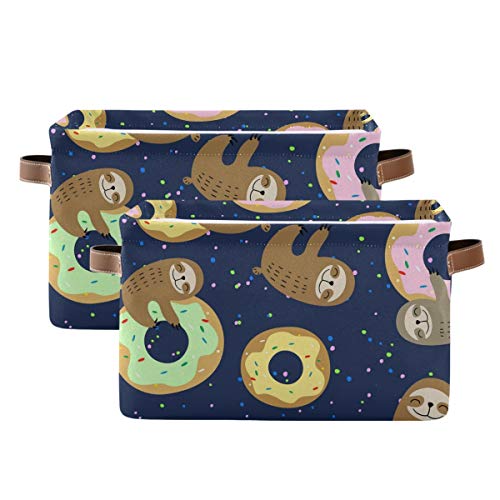 Libin de armazenamento retangular Cute Sweet Sweet Donuts Tela Fabric com alças - cestas de armazenamento quadrado para casa, escritório, berçário, dormitório, prateleira