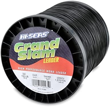 Grand Slam Monofilament Leader, 150 lb / 68,0 kg de teste.051 pol / 1,30 mm dia, preto, 1575 yd / 1440 m