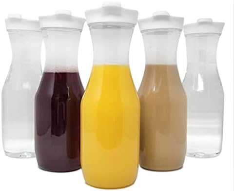 8 Pacote de jarros grandes-1 litro, gola estreita e água de fácil aderência, garrafas de vinho e suco com tampas resistentes, ótimas para barras de mimosa-por Lendra
