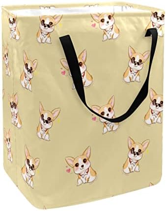 Cute Corgi Print Print Collapsible Laundry Horse, 60L de lavanderia à prova d'água de lavar roupa de roupas de roupas de roupas para