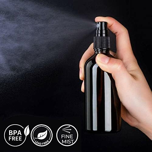1 oz garrafas de vidro preto com pulverizadores de névoa preta para óleos essenciais - pacote de 6