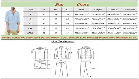 ZDDO Mens Halva Manga Camisas de linho de algodão, Botão de Placket de Camisa Henley Summer Tops de praia casual da praia casual