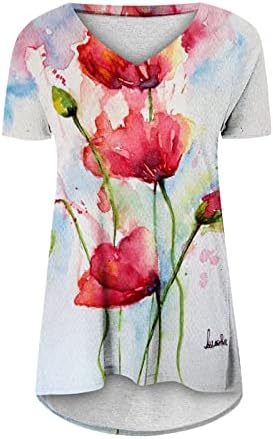 Women V pescoço bustier tops casuais camisole tshirts de manga curta pintura de tinta de manga