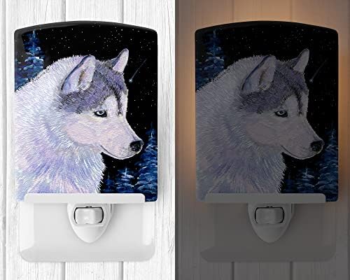 Tesouros de Caroline SS8617CNL Siberiano Husky Cerâmica Night Light, compacta, certificada por UL, ideal para quarto, banheiro, viveiro,