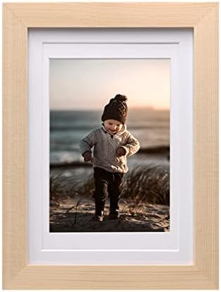 Moldura de imagem Kinlink 5x7 Frame de madeira natural com acrílico acrílico para fotos 4x6 com tapete ou 5x7 sem tape