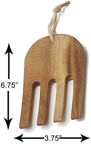 Woodard e Charles Acacia Wood Hands para servir salada, frutas, massas e muito mais, 6 3/4 x 3 3/4