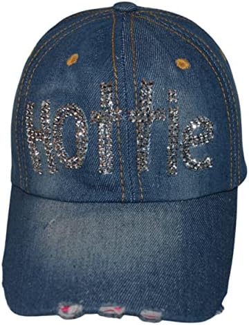 Popfizzy Bling Cap, boné de beisebol de shinestone beiças, chapéu de jeans angustiado para mulheres, presentes de bling para
