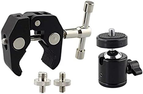 Mookeenona Clamp Mount Mini Ball Head 1/4 -20 para DSLR Câmera Monitor de tripé