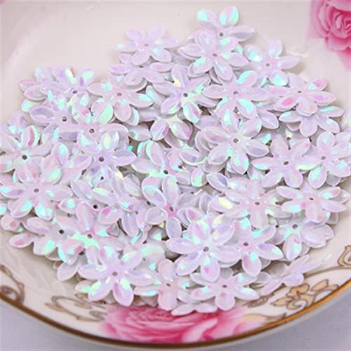 Cor mista de 15 mm de flor de flor de 15 mm PVC lantejas soltas glitter para unhas art manicure costura de decoração de casamento 10g, abra branca, 15mm 10g