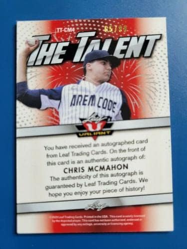 Chris McMahon 2020 LEAF VIBRANCE O talento RC Auto D 65/99 Rockies do Colorado! - Cartões de beisebol autografados da MLB