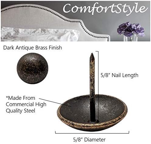 ComfortStyle Premium estofos premium tachas, acabamento decorativo de Nailhead para móveis, diâmetro de 5/8 , 100 pregos