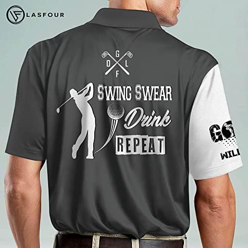 Lasfour personalizada Camisa de golfe de crânio para homens, golfe engraçado e cerveja