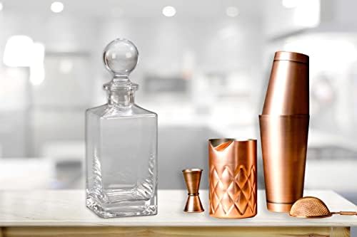 Creative Gifts International Square Simon Glass Decanter for Scotch & Whisky, capacidade de 32 onças, 10,25 de altura,