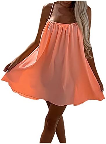 Vestidos sexy de hcjkdu para feminino de espaguete de espaguete com mangas de verão sólido