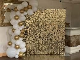 Painéis de pano de fundo de parede de ouro de ouro Glitter Gold Gold 24 Pack SHIMMER LEXINS PAINELES DE PAREDE PARA ANIVERSÁRIO