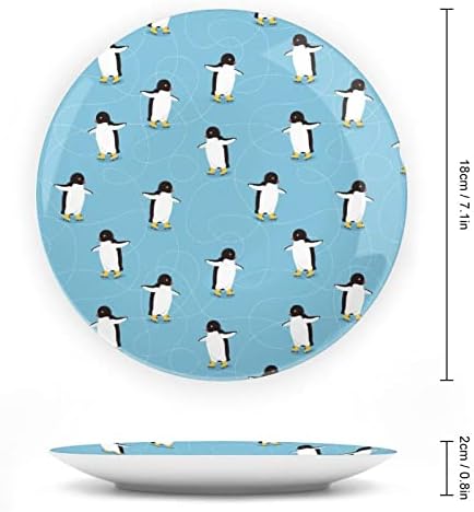 Penguins em placa decorativa de cerâmica de gelo com exibição Stand pendurada no aniversário personalizada casamento