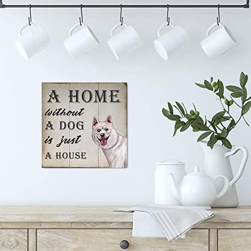 Evans1nism Uma casa sem um cachorro é apenas uma casa sinais de madeira schnauzezer cão de parede de parede signo cão mamãe presente decorativo home wall romancty farmhouse decorativo para sala de estar decoração de casa 8x8in
