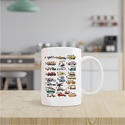 Kunlisa colorida copo de caneca de alfabetismo, caneca de cerâmica de caminhão de consumo de desenhos animados Copo de caneca de chá