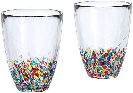 Tsugaru Biidoro, copo de vidro artesanal, vidro soprado à mão, para beber suco, chá, água, produto do Japão, cor do arco-íris, conjunto de 2