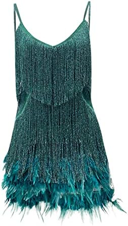 Vestido de lantejoulas de Twgone para mulheres Fringe Glitter Spaghetti tira o BodyCon Sexy Club Night Party Prom Dress