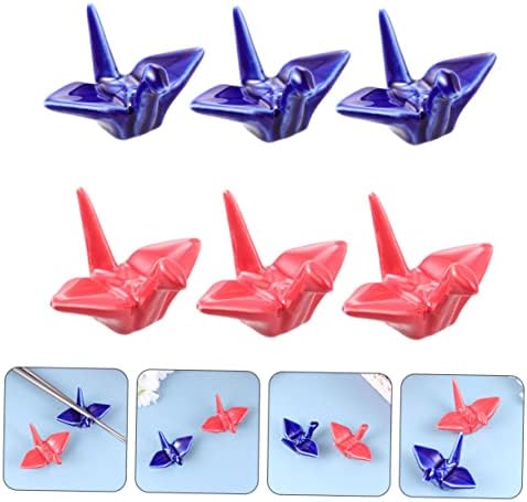 TendyCoCo 6pcs papel crane pauzinho descanso decoração decoração japonesa decoração chinesa mesa de topper topper stand descanso