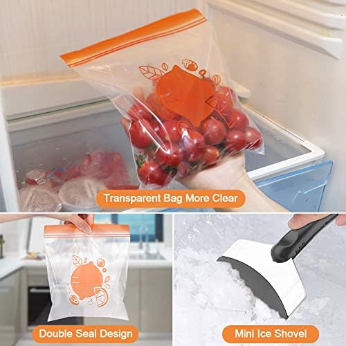 Lixeiras organizadoras de geladeira, rack de trilho de armazenamento de bolsa de congelador com refrigerador com sacos selados reutilizáveis