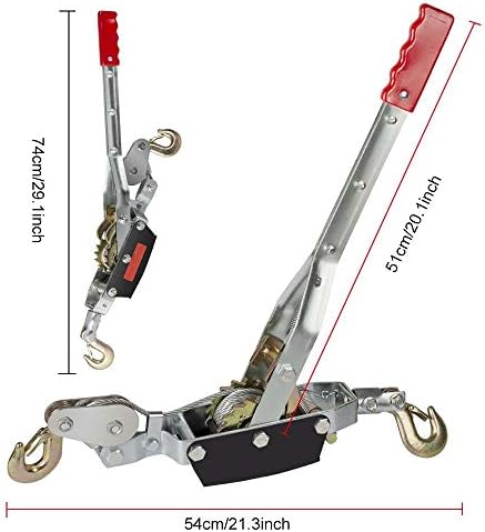 4 toneladas de 8000 libras Pulcador de cabo de alimentação dupla de engrenagem, puxador de cabo portátil com 3 ganchos e corda