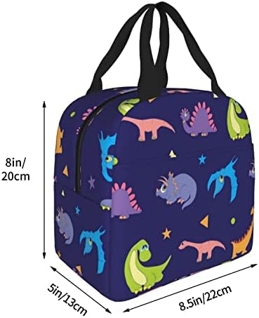 Lunch saco reutilizável caixa de bolsa isolada Bandeira térmica Recipiente de alimentos para trabalho Piquenique para viagens ao ar livre - dinossauros coloridos dinossauros fofos dinossauros