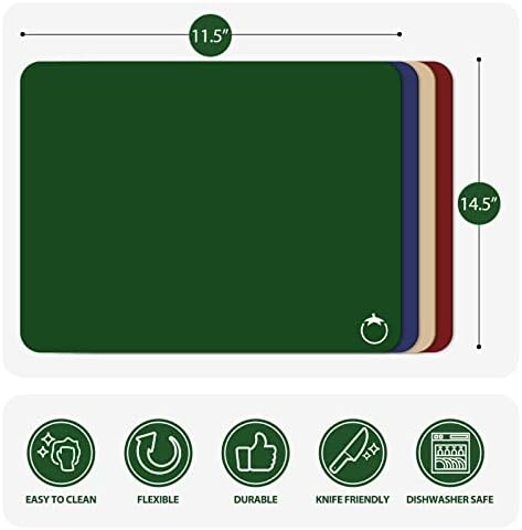 Placas de corte flexíveis de plástico para conjunto de cozinha de 4, tapetes de tábua de corte coloridos por semana com