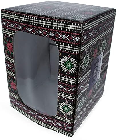 Bestpysanky geométrico design ucraniano caixa de presente com janela de exibição 7,1 x 5,5 x 5,5 polegadas